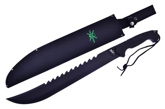 25" Black Rubberized Machete w/Sheath