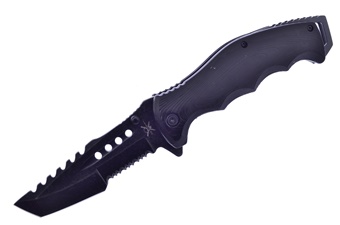 4.75" Black Rubberized Assisted Open w/Black Stainless Steel