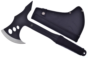 13.5" Black Cord Wrap Black Stainless Steel Axe