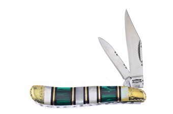 2.873" Uncle Lucky Green Turquoise & Mother Of Pearl Peanut