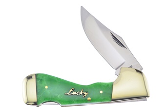 3.75" Uncle Lucky Steel Warrior Green Resin Choctaw