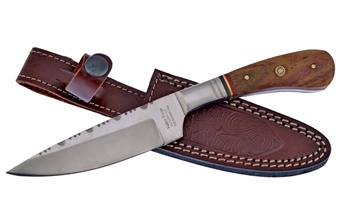 8.75" Rough Rosewood Bowie w/Ltr Sheath