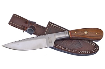 8.75" Sanded Rosewood Bowie w/Ltr Sheath
