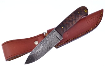 7.5" Chiseled Wine Wood Damascus Blade