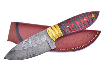 7" Chiseled Iron Wood Damascus Skinner