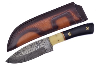 9"Overall Dmscs Buffalo Horn Fixed Hunter w/ Sheath