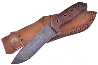 10" Rosewood Handle Damascus Skinner w/Sheath