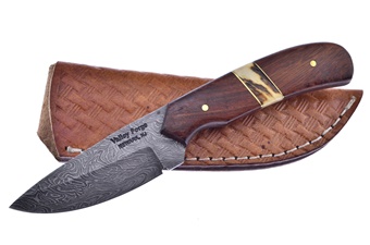 7.25" Rosewood/Stag Damascus Skinner w/Sheath