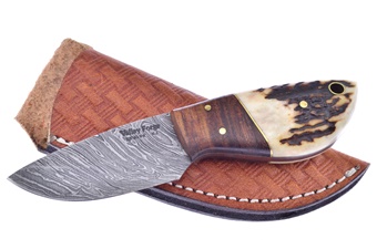 5.5"Full Tang Stag/Wood Damascus Skinner