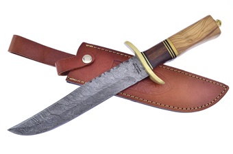 14.5" Walnut Wood Dmscs Bowie w/Leather Sheath