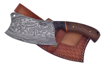11"Overall Rose Wood Black Bone Leather Sheath