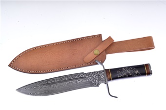 14"Overall  Black Horn  Dm Leather Sheath