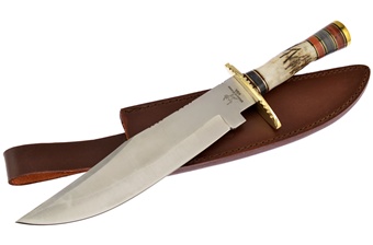 15.25" Stag Bowie w/Leather Sheath