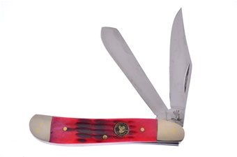 3.5" Dark Red Jigged Bone Dog Leg Trapper