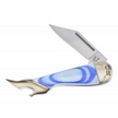 CCN-080500 - Blue Swirl Mother Of Pearl Leg Knife Stainless Steel Blade