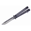 CCN-08662 - Closeout Slv/Black Skulls Butterfly Knife (1pc)