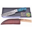 CCN-090489 - Hen + Rooster Michael Prater Turquoise Damascus Fixed Blade