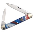 CCN-090718 - Red White Blue Swirl Hen + Rooster Pen Knife