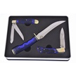 FDP-01ST/BL - 3pc Set Blue Delrin Stainless Steel Blades w/Sheath